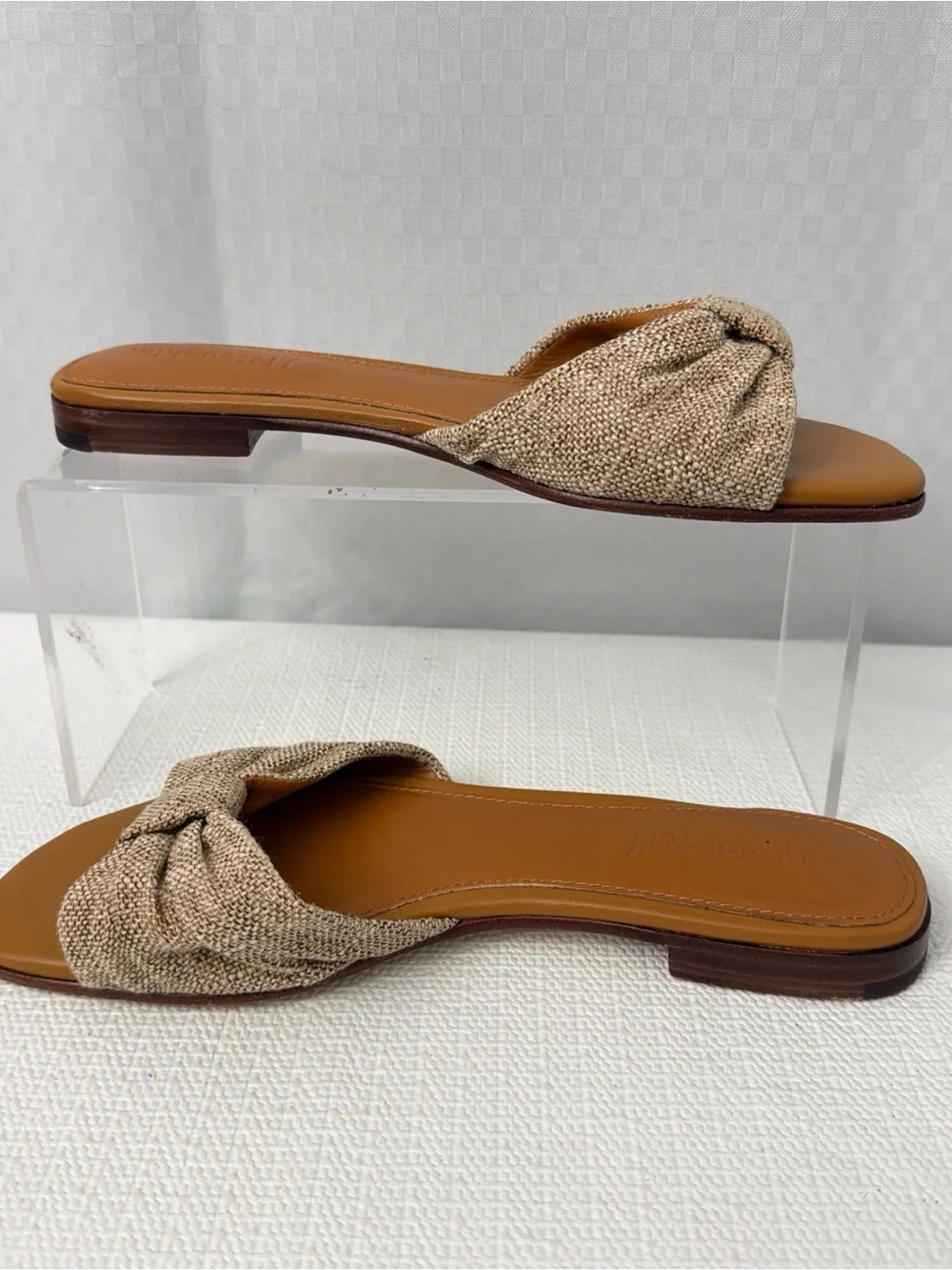 J. McLaughlin Karina Linen Sandals Natural Bow Flats Women’s Size 6.5 Brown - Picture 8 of 9